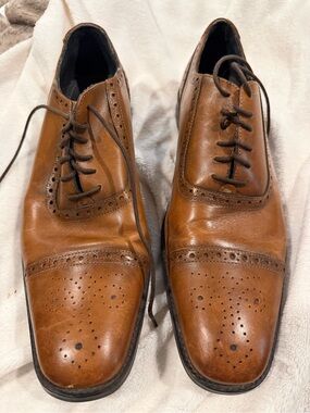 Gordon Rush Brown Leather Brogue Cap-Toe Oxfords